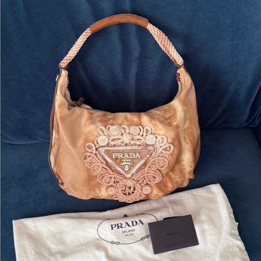 PRADA Nylon Tie Dye Knot Embellished Rope hobo Bag